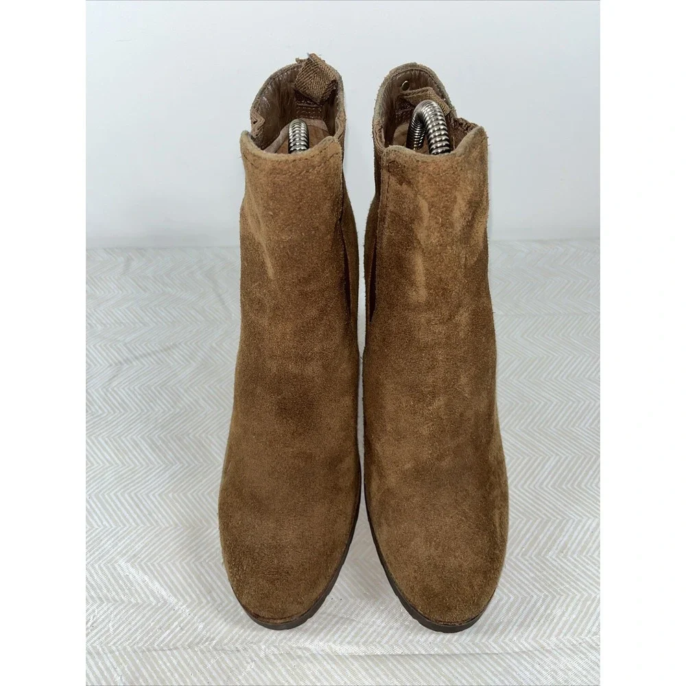Michael Kors Womens 8.5 M The Chelsea Brown Suede Leather Casual Wedge Boot Heel